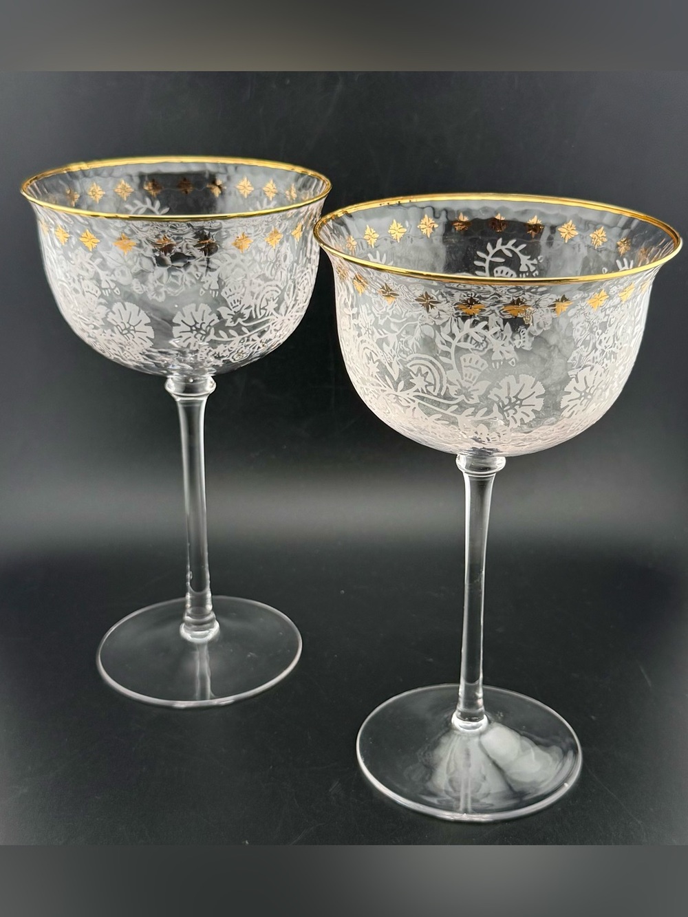 2 KHEN Trevi Champagne Coupe Cocktail Glassware.